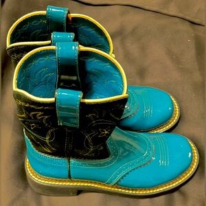 Ariat Fat Baby Women’s Black & Turquoise Pull-On Boots Sz. 6.5